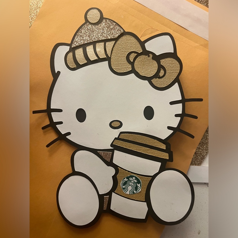 Hello Kitty Holiday White and Gold topper